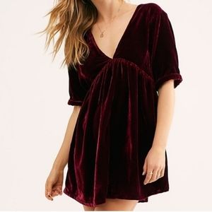 FREE PEOPLE Burgundy Ivy Velvet Dress